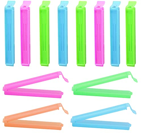 JINXIAN 50 Stück Verschlussclips Kunststoff Tütenclips Bunt Gefrierbeutel Clips 10cm/3.94in Beutelklammern für Zuhause Zum Versiegeln von Süßigkeiten Nüsse Lebensmitteln Snacks