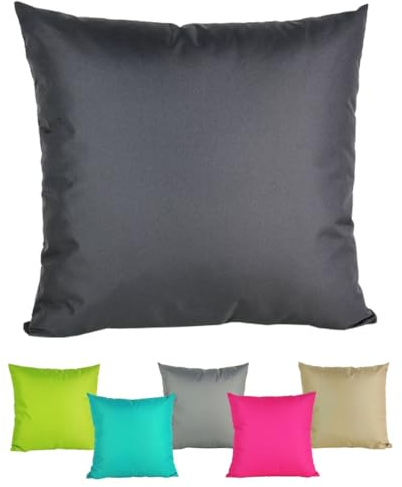 JACK 50x50cm Outdoor Lounge Kissen Dekokissen inkl. XXL-Füllung Wasserabweisend Sitzkissen Garten Stuhl Lotus Effekt, Farbe:Anthrazit