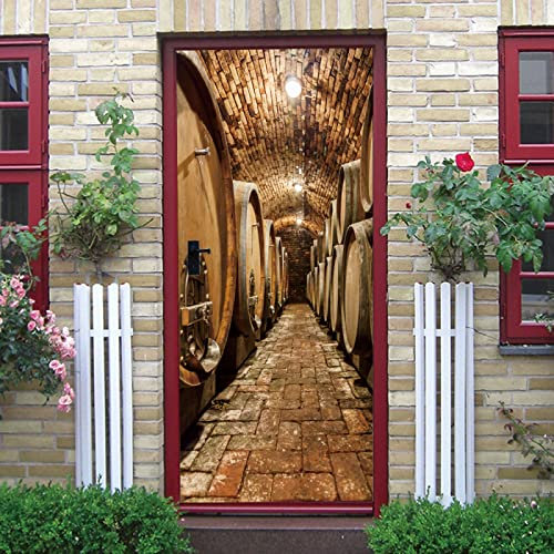 3D Türaufkleber Weinkeller Türposter Türaufkleber Abnehmbare Vinyl türfolie Fototapete diy Wandbild Wohnzimmer Schlafzimmer Kinderzimmer Badezimmer B100 x H200cm