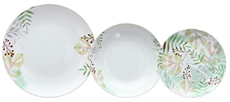 Vajilla 18 Piezas Hojas Porcelana 1 cm