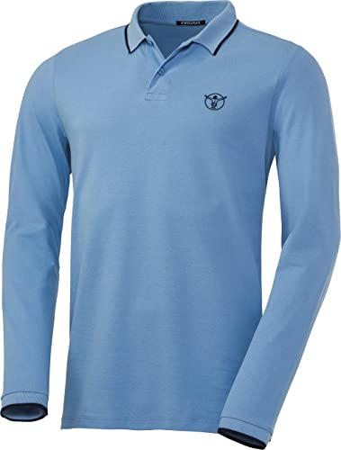 Chiemsee Herren Poloshirt Langarm, 100% Baumwolle, bequemes Polo mit lässigem Kragen, leichtes Langarmshirt, atmungsaktiv & luftdurchlässig, Hellblau, Gr. L