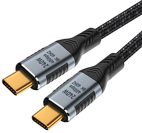CY Cable USB-C 240W USB4 de 50 cm 40 Gbps USB3.1 100W 8K @60Hz 5K USB4.0 Tipo-C a Tipo-C macho a macho Soporte de datos Video Power
