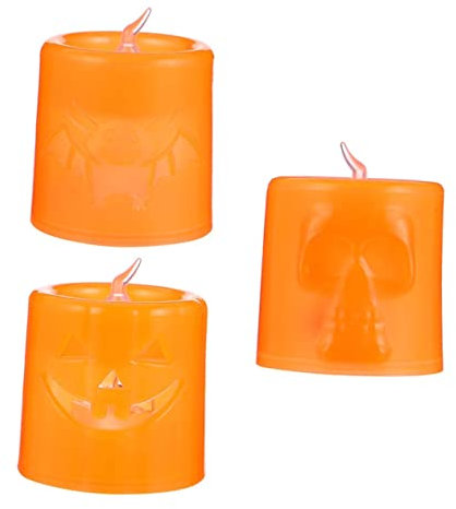 DOITOOL 6st Halloween-kerzenlichter Realistische Teelichter Kerzen Geführte Kürbiskerze Halloween-party-lampe Geführtes Elektronisches Licht Schädellampe Umweltschutz-pvc Blinkt