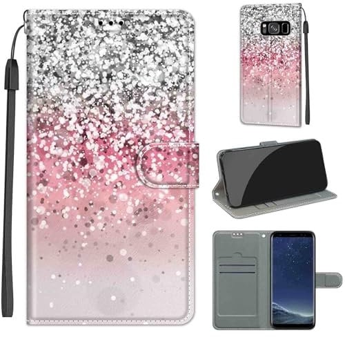 for Samsung Galaxy S8 Phone Case, Magnetic Closure Cover Case Premium PU Leather Flip Wallet Phone Case for Samsung Galaxy S8