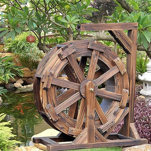 Fuente de Rueda hidráulica de Madera Fuente de jardín Decoración Paisaje acuático Cascada Bomba de Agua Fuente de diseño de Madera Fuente Independiente al Aire Libre Balcón Jardín