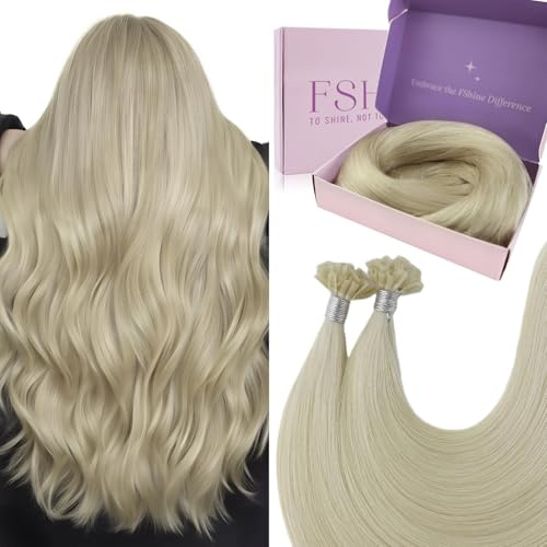 U Tip Extensions Echthaar Platinblond Bonding Extensions Echthaar Blond 40cm 50g 50 Strähne Keratin Bondings Farbe 60