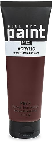 FeelMyPaint Pintura acrílica 120 ml marrón, Umbra quemada, Burnt Umber, Mars Brown, PBr6. Pintura altamente pigmentada para pintar sobre lienzo, papel, tela, madera, vidrio, cerámica, metal, piedra