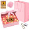 Forhandy Geschenkbox Mit Schleife, Geschenkbox mit Deckel L,Geschenk Box+Tasche+Farbband+Licht,Magnetische Geschenkkarton,Geschenkschachtel Geschenkverpackung Box,für Hochzeit Geburtstag (Rosa, L)