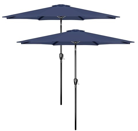 Simple Deluxe 2.28M Patio Umbrella Outdoor Table Market Yard Umbrella with Push Button Tilt/Crank, 6 Sturdy Ribs for Garden, Deck, Backyard, Pool