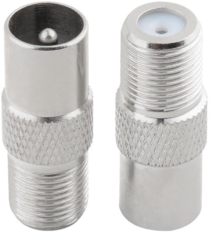 SMCEHEYA 2 Pack TV Aerial Coaxial Connectors Cable F-Connectors TV Antenna Socket, Satellite to RF Coax Aerial Male Adapter Converter for TV Satellite Sky Antenna