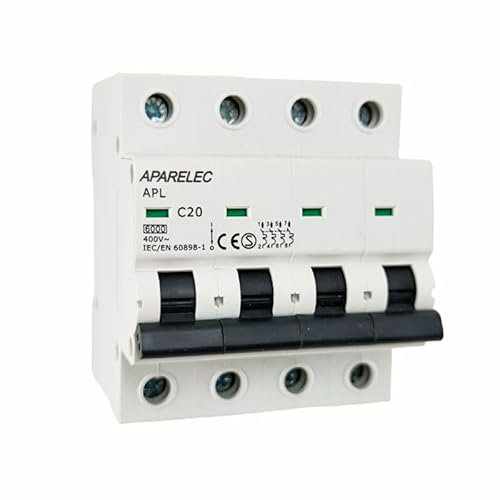 WEBMATEL Interruptor Magnetotérmico Tetrapolar | 6kA | 400V | Curva C | Para monofásico y trifásico | Carril DIN | (40A)