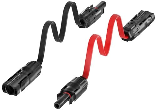 MXRPV Lot de 2 câbles solaires plats - 4 mm² - 100 cm - Passe-fenêtre - Flexible - En PV - Pour centrale électrique de balcon et centrale solaire