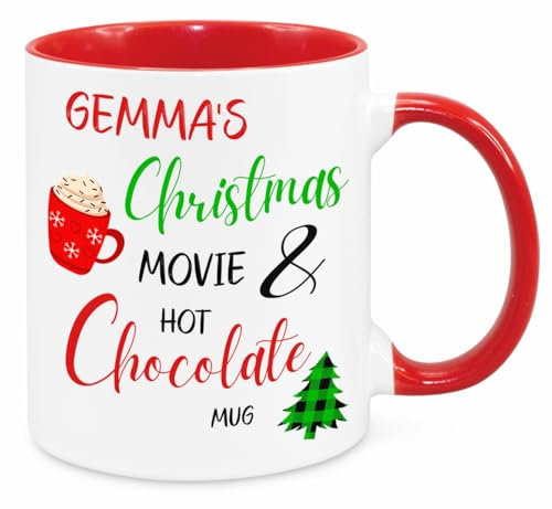 Personalised Christmas Movie Mug - Custom Christmas Funny Gift Present Novelty Gift for Mum Dad Friend Sister Brother Grandparents Gift for Him Her Secret Santa Office Quotes Coffee Mug (Red)