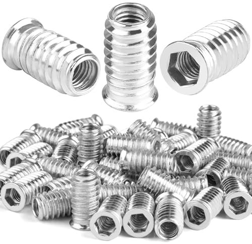 40 Piezas Insertos Roscados M8 X 25mm, Hexagonal Tuercas para Madera, Remaches Roscados De Acero Galvanizado Aleación De Zinc, Boccole Filettate per Legno para Muebles De Madera