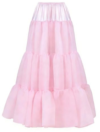 BEAUTELICATE Jupon Longue Femme sous-Jupe sous-Robe Rockabilly Tutu Jupe Évasée Années 50 pour Robe Mariage Bohème A-Line Cérémonies Soirée Carnaval Gothique Rose pâle, XXL