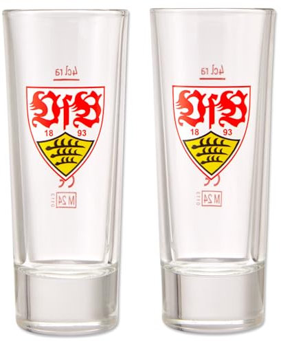 VfB Stuttgart Schnapsglas Logo 2er Set, 4 cl + Digni Sticker
