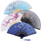 Leikedun 4 Pack Silk Fabric Hand Fans, Chinese Fan, Hollow Carved Bamboo Folding Hand Fan Handheld Fan for Wedding, Gifts, Performance, Dancing, Home Decoration