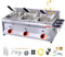 Commercial Countertop LPG Gas Deep Fat Fryer Dual Tanks with 10Lx2/3 Basket and Lid Stainless Steel Large Capacity Propane LPG with Metal Tube for French Fries Home Kitchen Restaurant
