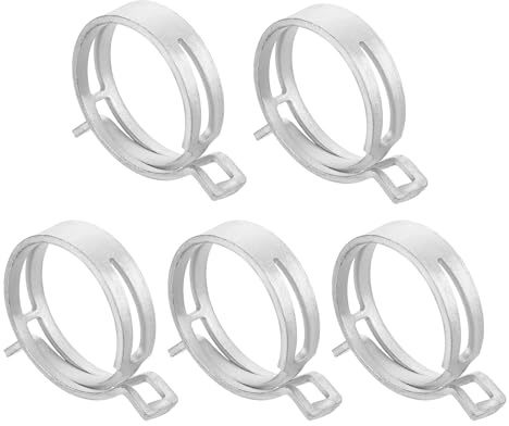 Sourcingmap 5Pcs Spring Band Type Action Fuel/Silicone Vacuum Hose Pipe Clamp, 45mm Low-Pressure Air Spring Hose Clip Clamp for Automotive Oil Pipe Water Pipe, Silver