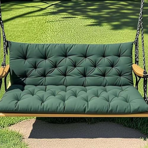 Large Bench Cushion for Outdoor Garden Patio, Waterproof Lounge Swing Pad with Backrest, Comfortable Seat Cushion, Non-slip Canopy Furniture 2 3 Seater Mat (150x100x10cm,Green)