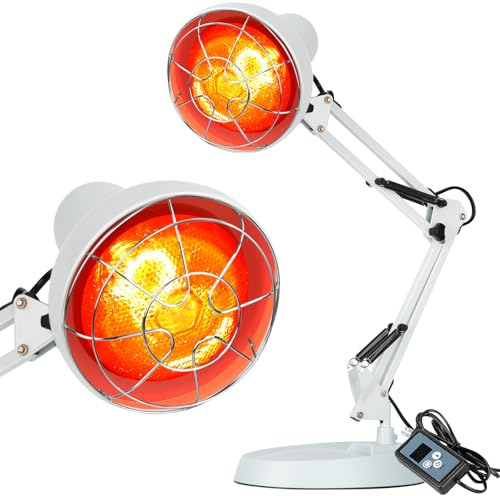 Profey Infrared Lamp, 150W Infrared Red Light Therapy Lamp with Stand Timer, Infrared Heat Lamp for Body Neck Shoulder Joints Back Pain Relief