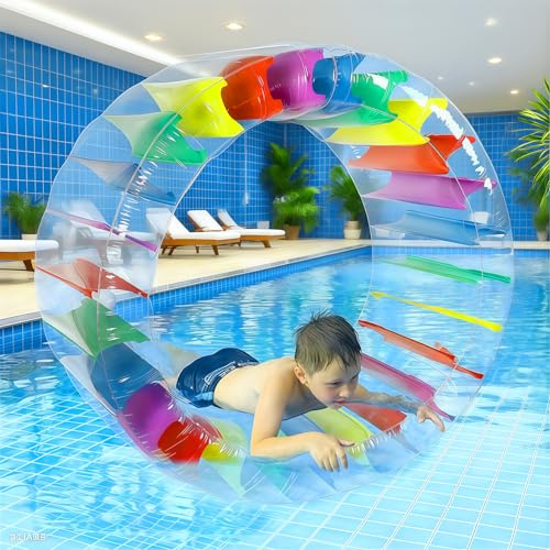 Weiongppy Rullo d'Acqua Gonfiabile, Ruota Idraulica Gigante,120CM Rullo Gonfiabile,Giocattoli Acquatici Multifunzione Gonfiabili,Ideale per Piscina, Spiaggia e Festa in Acqua