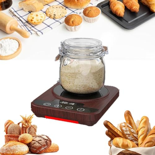 Sourdough Starter Warmer Mat - Warming Heating Pad Mat for Sour Dough Starter with 24H Timer - Precise 1°F Thermostat Control (70-100°F) - Smart Memory Warming On/Off - Perfect for Home Baking (Brown)
