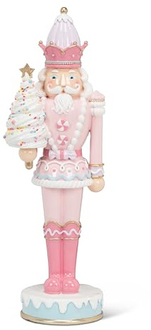 Abbott Collection Glänzende große Süßigkeiten-Nussknacker-Dekofigur – Harz, Pink (45,7 cm H)