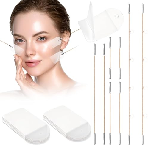 XBFOCNH 1 Satz Face Lifting Tape,Facelifting Aufkleber Lifting Tapes Gesicht,Instant Invisible Face Lift Sticker, Eye Lift Tape Make-up Gesicht Lift Werkzeuge,20 Flicken + 8 Hebeseile