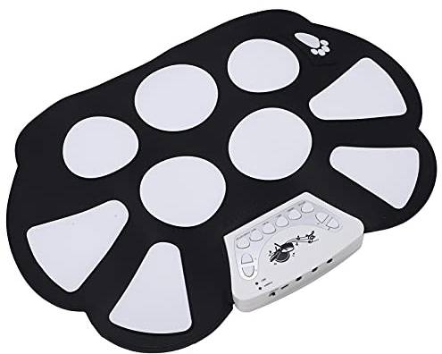POENVFPO Kit di Batteria Elettronica Arrotolabile, Batteria Portatile a 9 Pad con Connessione USB, Costruzione in Silicone e Acero, Perfetta per Bambini e Principianti