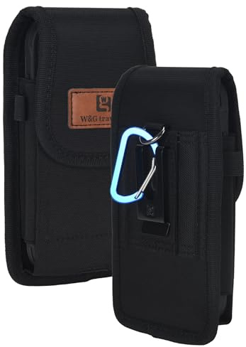 W&G traveler Phone Belt Pouch for Moto G87/G77, Edge 70 Max/Pro/Fusion | Fits Moto G37/G67/G47, Edge 70, G86/G56 5G, CAT S75, XCover7 Pro; heavy duty belt holster, RFID card holder & pen loop