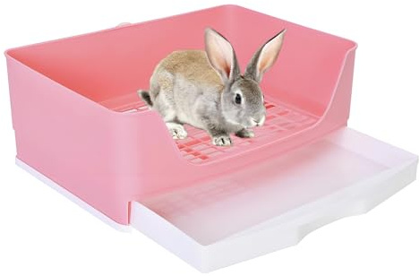 Large Rabbit Litter Tray, Guinea Pig Litter Tray Box Small Animal Toilet Pet Trainer with Drawer for Rabbit Guinea Pigs Galesaur Ferrets