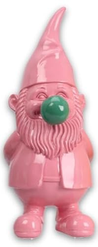 ZauberDeko Gartenzwerg Kunststoff Rosa Grüne Knollennase Deko Garten Zwerg Frühling 30cm Hoch