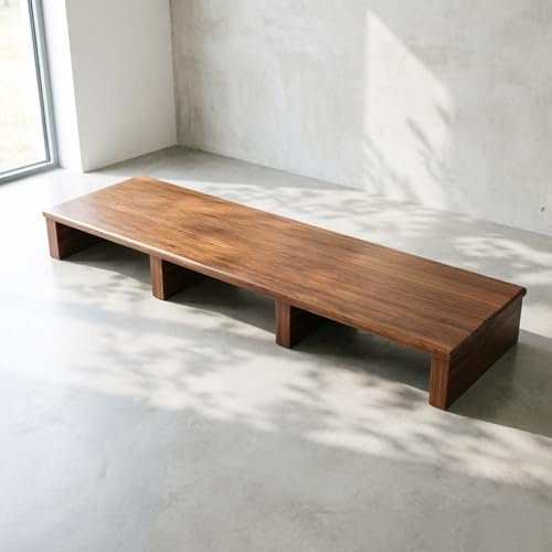Taburete de Madera para Interiores y Exteriores con Almohadillas Antideslizantes, Altura de 12/15/20cm, escalón de Noche para Adultos Mayores - Marrón(100×30×20cm)