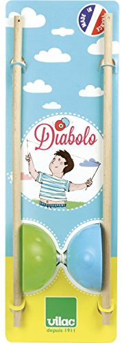 Vilac Klassisches Diabolo, Kinder Zirkus Spielzeug, Anfängerfreundliches Set, Spinnspielzeug, Rot und Blau, geeignet ab 5 Jahren