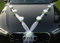 Organza M Auto Schmuck Braut Paar Rose Deko Dekoration Autoschmuck Hochzeit Car Auto Wedding Deko Girlande PKW (Weiß/Weiß)