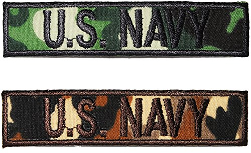 alles-meine.de GmbH 2 TLG. Set: Bügelbilder - US Navy Militär - 9 cm * 2 cm - Aufnäher Applikation - Camouflage - Orden Armee Wehrmacht Heeresstreikkräfte Krieg Abzeichen Abzeich..