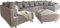 DELIFE Couch Clovis XL Hellgrau Strukturstoff mit Hocker und Armlehne Wohnlandschaft