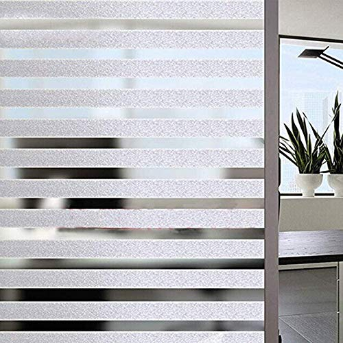 Arthome Jalousien mattiert Privatsphäre Fenster Folie Statisch klebendes Glas kein Kleber Sonne blockierend Anti-UV Fenster Tint Vinyl für Haus Büro gestreiftes Muster 60x254cm