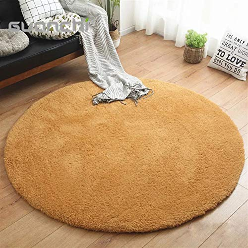 LIVEINU Hochflor Shaggy Teppich für Wohnzimmer Langflor Pflegeleicht Rund Teppich Hochwertig Hohe Fadendichte Wasser Absorbierend Badezimmerteppich Für Wohnzimmer Hellbraun Ø 60 cm