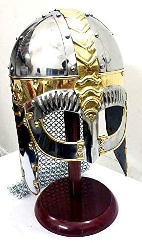 Wikinger Maske Helm mit Kette Post Mittelalter Rüstung Rollenspiel Kostüm Helm