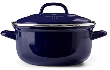 BK Indigo Aluminum Heavy-Gauge Carbon Steel, Induction, 5.5QT Nonstick Glaze Dutch Oven,, Blue
