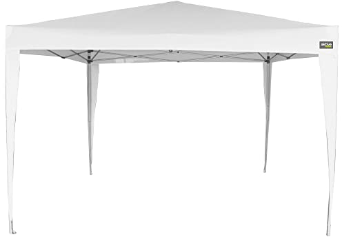AKTIVE 62187 - Carpa Plegable 300x300x240/250 Blanco, Toldos Exterior terraza, terraza, Playa o Camping, Pérgolas de jardín, Cenador Plegable y fácil de Montar