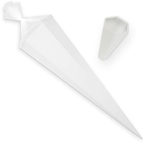 itenga Set Bastelschultüte eckig 85 cm inkl. Spitzenschutz - Schultüte Zuckertüte Rohling 1. Schuljahr (Weiß)