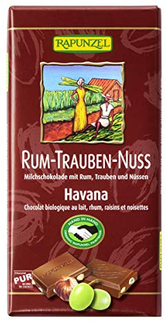 Rapunzel - Rum-Trauben-Nuss-Vollmilch Schokolade HIH - 100 g - 12er Pack