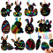 Wishstar Ostern Kratzbild, Kratzpapier Kaninchen Karottenei Bastelset 36 Stück, Kratzbilder Kinder,für Ostern Anhänger Dekoration DIY Handwerk