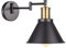 Industrial Swing Arm Wall Lamp Wall Sconce, Black Finish with Bronze Head, E27 Base Wall Lights Fixtures for Bedroom, Bedside Reading Lamp 1-Light