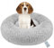 fireowl Donut Hundebett Grosse Flauschig: 70cm Beruhigendes Welpenbett Anti Angst Katzenbett - Plüsch Haustierbett Rund Kuscheliges Waschbar Hellgrau