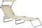 casa.pro Sonnenliege mit Dach Argozelo Liegestuhl klappbar Strandliege bis 110 kg Beige Gartenliege mit Rückenlehne verstellbar 186 x 55 x 24 cm Stahlgestell