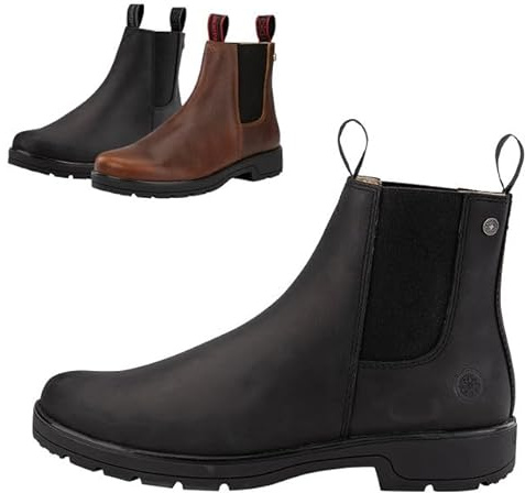 SUEDWIND FOOTWEAR Stiefeletten 1888 Chelsea – Schwarz o. Braun – 37-47 | Leder-Reitstiefeletten – Reitschuhe mit Lederfutter, Einlegesohle, Gummisohle – Chelsea Boots f. Gassi, Reiten & Reisen